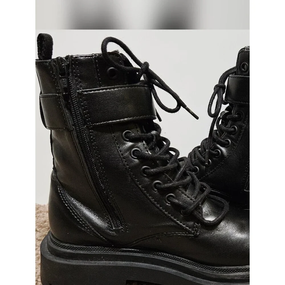 ZARA Girls Chunky Combat Boots Black | Floral Detail  | Trendy